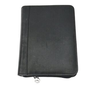Lodis Black Leather Zip Folio Binder Planner Business Lined Pages Expense Notes